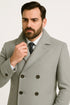 Mens Light Gray Double-Breasted Wool Overcoat – Classic Long Dress Coat for Winter