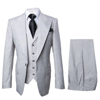 Grey One Button 3 Piece Suit by Rossiman