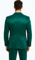 Men's Green Satin Double Breasted 3 Piece Slim Fit Tazzio Suit with Peak Lapel Vest and Matching Bowtie
