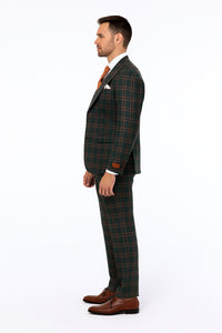 Mens Green Suit - Designer Brand Suit No Pleated Pants Modern Fit