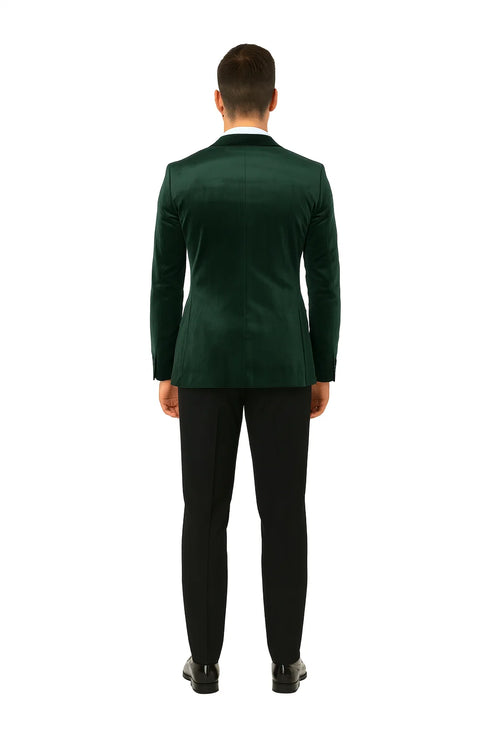 Green Velvet Double Breasted Tuxedo Jacket – Wedding & Prom