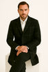 Mens Black Windowpane Wool Overcoat – Classic Long Checkered Coat Checkered Plaid Pattern