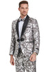 Mens Gray Tuxedo - Grey Wedding Suit-Mens Silver & Black Wedding & Prom Smoking Jacket Tuxedo
