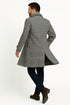 Mens Double-Breasted Houndstooth Plaid Overcoat in Black, White, and Red