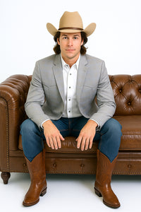 Western Blazer - Saco Para Hombre - Mens Double Button Western Grey Blazer
