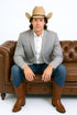 Western Blazer - Saco Para Hombre - Mens Double Button Western Grey Blazer