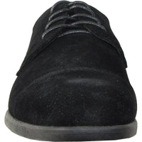 Bravo Mens Formal Suede Style Wedding & Prom Cap Toe Dress Shoe in Black