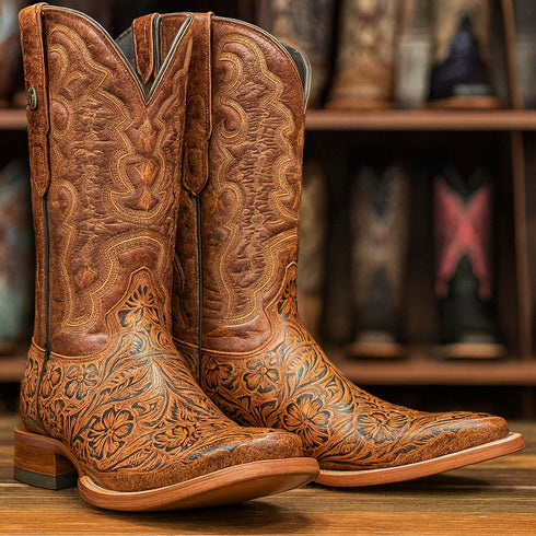 Hand Tooled Cowboy Boots Print