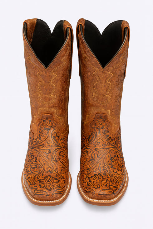 Hand Tooled Cowboy Boots Print