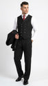 Harlem Nights Suits for Men by Tiglio – 100% Wool Double Breasted Black Pinstripe Vested Suit Wide Leg Pleated Pants Classic fit