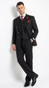 Harlem Nights Suits for Men by Tiglio – 100% Wool Double Breasted Black Pinstripe Vested Suit Wide Leg Pleated Pants Classic fit