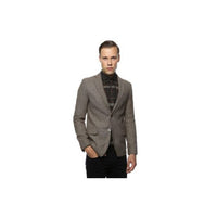 Tweed Windowpane Pattern Brown and Grey Herringbone Tweed Blazer