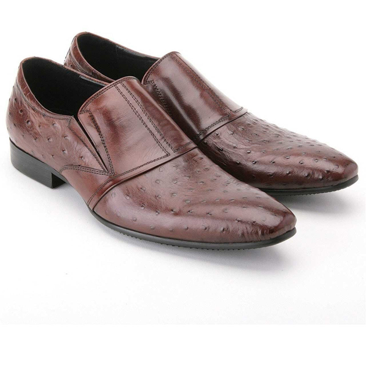 ZOTA Brown Leather Square Toe Dressy Loafer-9.5 Zota Classic Mens Brown Leather Slip On Dress Shoes Pointed  main image 3