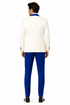 Hilton White and Royal Blue Paisley Peak Lapel Tuxedo Jacket with Matching Shawl Vest and Wool Pants – Includes Bow Tie
