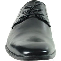 Bravo Mens Pointed Plain Toe Oxford Dress Shoe in Black