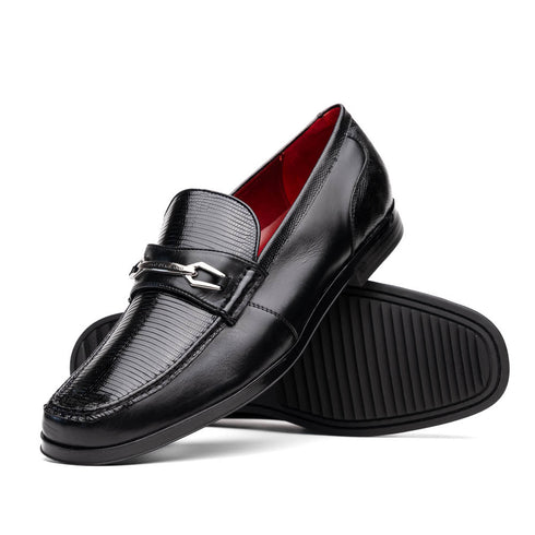 Marco Di Milano Black Hugo Lizard & Calfskin Bit Loafers