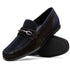 Marco Di Milano Navy-Brown Hugo Sueded Ostrich Leg Bit Loafers