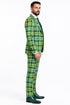 Men's Designer One Button Peak Lapel Italian Wool Suit with Double Breasted Vest in Hunter Green Plaid