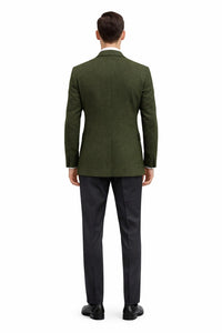 Mens Dark Green Winter Blazer - Hunter Sport Coat jacket Modern Fit 2 Buttons Style Notch