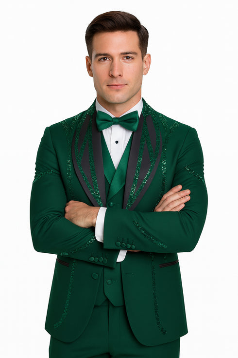 Hunter Green Italian Wool 3-Piece Modern Fit Tuxedo