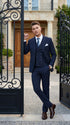 Men’s Navy Gangster Pinstripe Suit with 2 Button Jacket, Double Breasted Vest and Pants