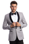 Mens Gray Tuxedo - Grey Wedding Suit-Mens Skinny Fit One Button Shawl Prom Tuxedo In Light Grey
