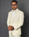 Mens One Button Satin Trim Shawl Tuxedo in Ivory Wool