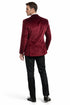 Men's Two Button Peak Lapel Velvet Wedding & Prom Tuxedo Jacket In Burgundy