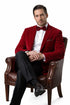 Men's Two Button Classic Velvet Blazer In Red