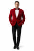 Men's Two Button Classic Velvet Blazer In Red