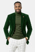 Mens Two Button Modern Fit Velvet Blazer in Hunter Green