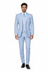 Mens 2 Button Vested Summer Seersucker Blue Suit