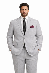 MEN'S 2PC SEERSUCKER MODERN FIT SUIT IN BLACK PINSTRIPE