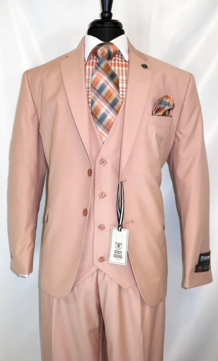 Men's Two Button Suit Jacket With Rose Gold - Dusty Rose ~ Peach ~ Coral Insulated Jackets