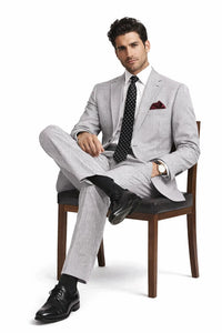 MEN'S 2PC SEERSUCKER MODERN FIT SUIT IN BLACK PINSTRIPE