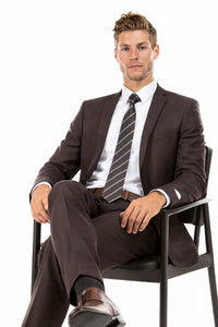 Men's Basic 2 Button Slim Fit Wedding Brown Suit