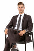 Men's Basic 2 Button Slim Fit Wedding Brown Suit
