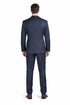 Men’s Navy Blue Plaid Slim Fit 3-Piece Suit – Two Button Vintage Style with Vest