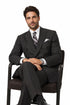 Mens Classic Double Breasted Poplin Suit In Black