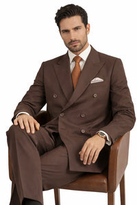 Pleated Suit - Mens Suits With Pleated Pant - Regular Fit Suit - Brown Suit