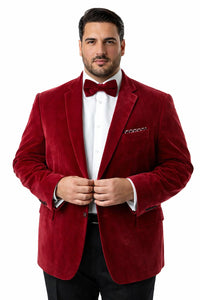 Men's Two Button Classic Velvet Blazer In Red