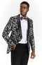 Big And Tall Suit For Men - Jacket + Pants + Bowtie + Pants - Black and White Suit Brush Jackets