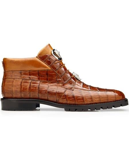 Belvedere Leather Lining Crocodile Boots Antique