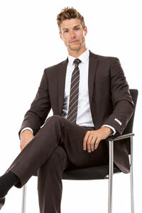 Men's Basic 2 Button Slim Fit Wedding Brown Suit