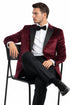 Men's Two Button Peak Lapel Velvet Wedding & Prom Tuxedo Jacket In Burgundy