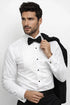 Men's Regular Fit Point Collar Half-Inch Pleat White Tuxedo Shirt & Bowtie Set