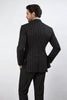 Mens Double Breasted 1920's Wide Bold Gangster Pinstripe Suit In Black