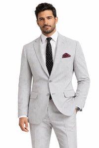 MEN'S 2PC SEERSUCKER MODERN FIT SUIT IN BLACK PINSTRIPE