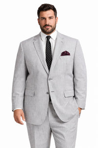 MEN'S 2PC SEERSUCKER MODERN FIT SUIT IN BLACK PINSTRIPE