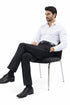 Men's Modern Fit Flat Front Tuxedo Separates Pants in Black